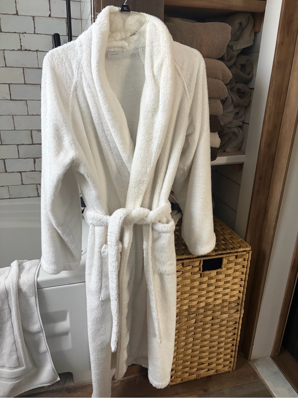 Plush White Cotton Bathrobe